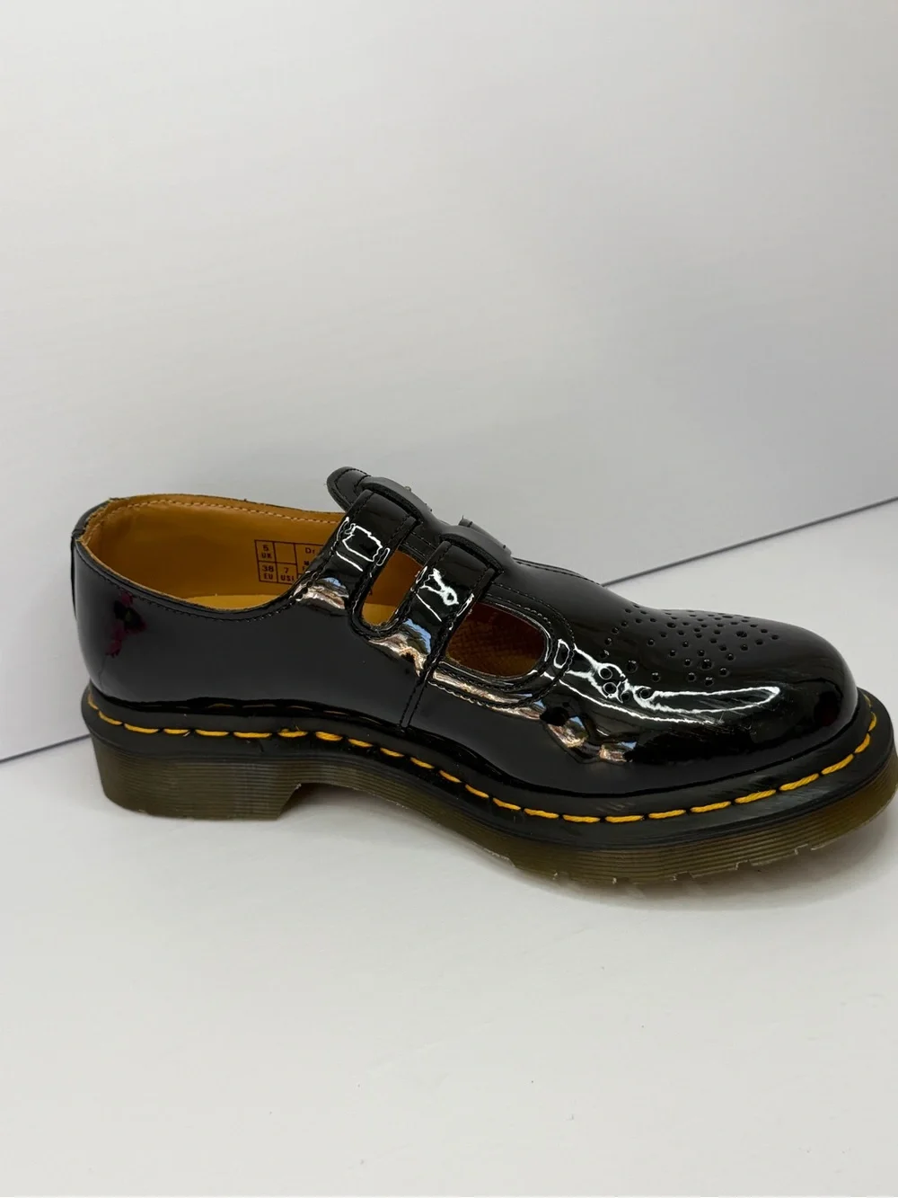 Dr Martens 8065 Mary Jane Patent Leather Shoes Black Buckle Womens Size 7 US 38